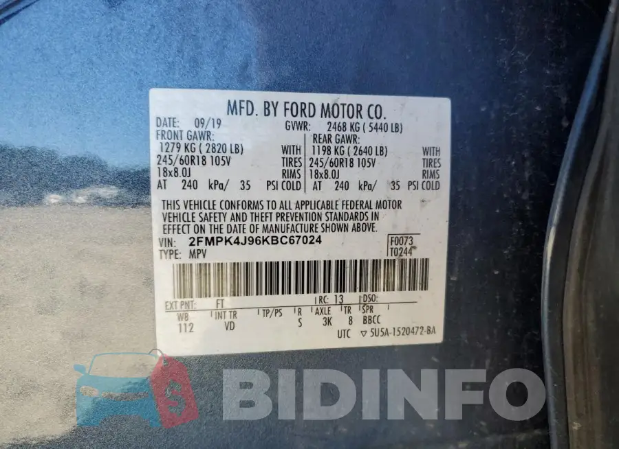 2FMPK4J96KBC67024 Photo# 13