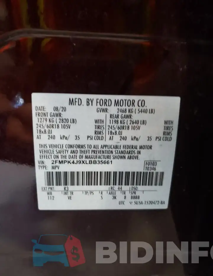 2FMPK4J9XLBB35661 Photo# 14