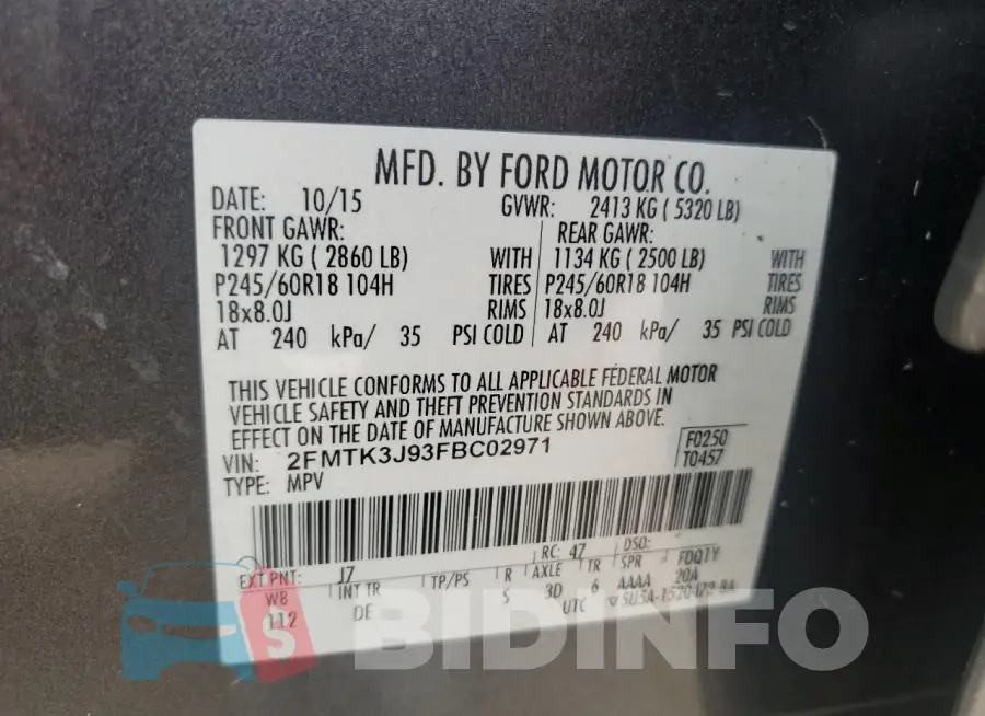 2FMTK3J93FBC02971 Photo# 13