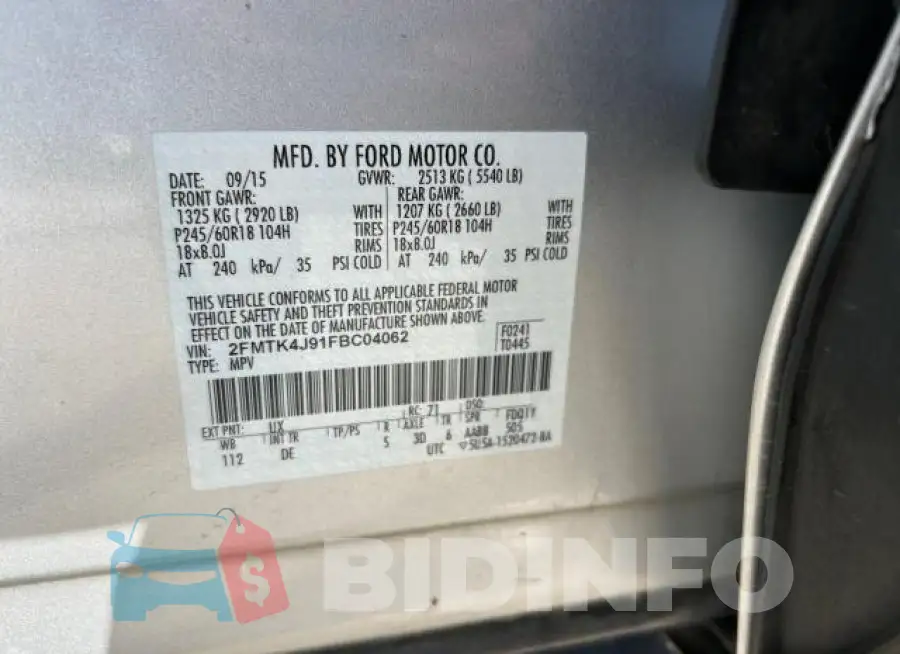 2FMTK4J91FBC04062 Photo# 10