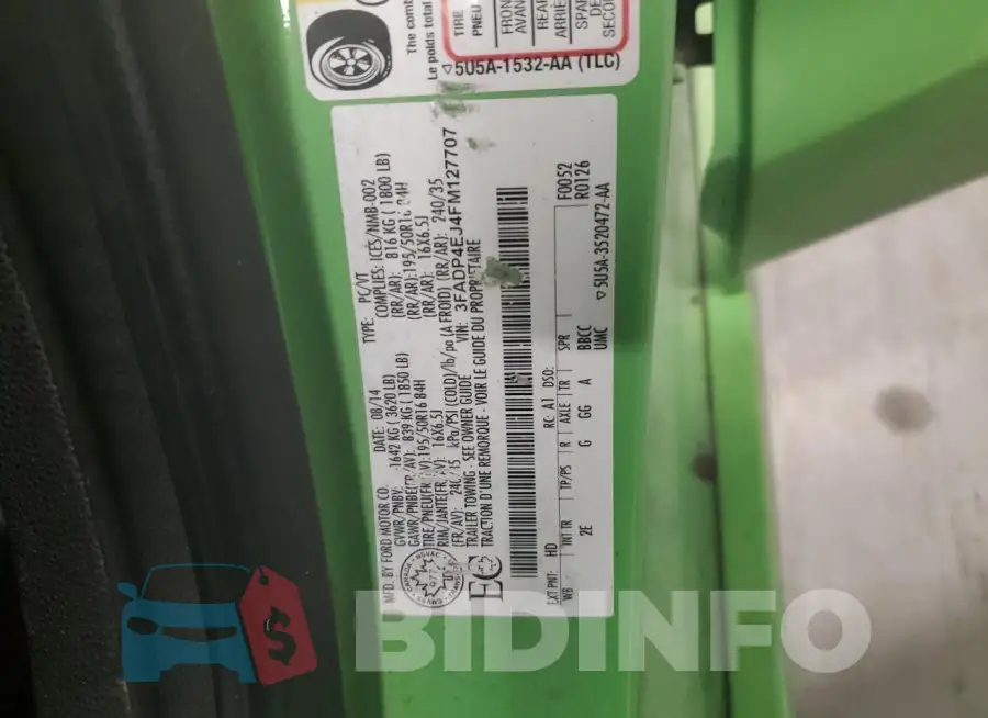 3FADP4EJ4FM127707 Photo# 13