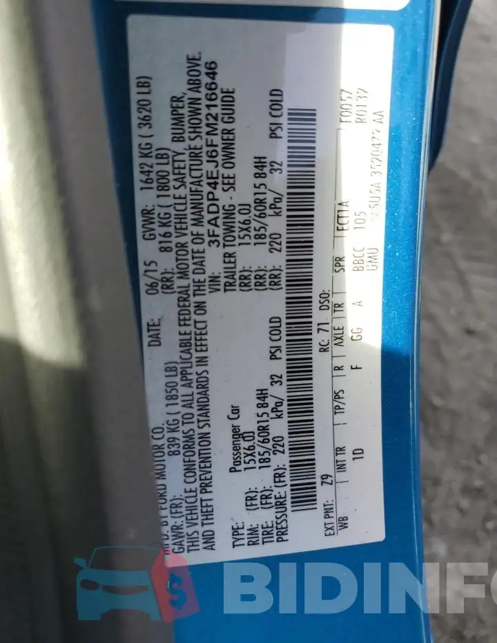 3FADP4EJ6FM216646 Photo# 12