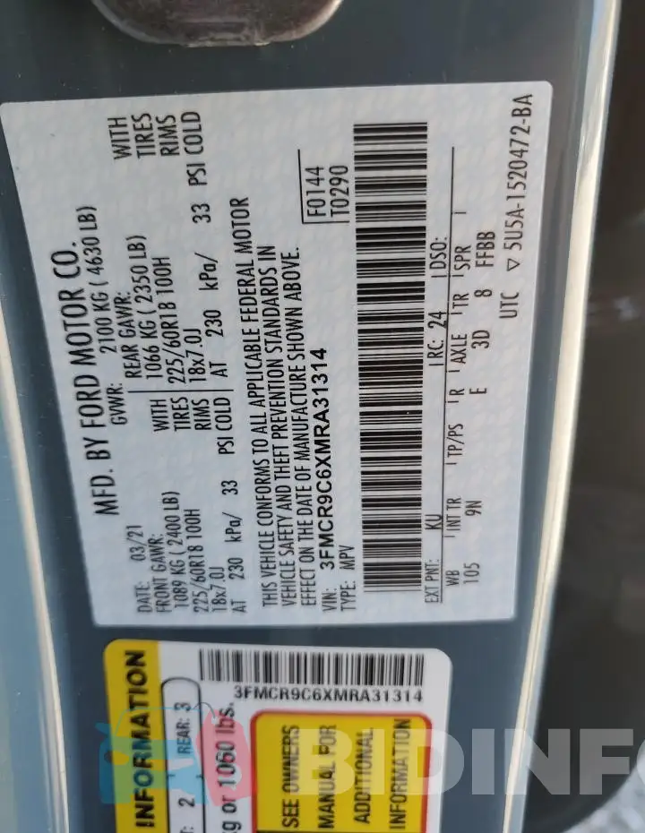 3FMCR9C6XMRA31314 Photo# 12