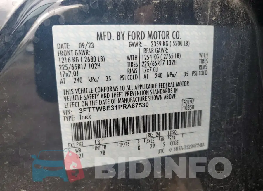 3FTTW8E31PRA87530 Photo# 12