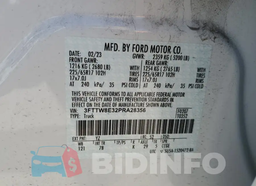 3FTTW8E32PRA28356 Photo# 12
