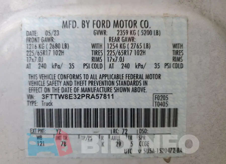 3FTTW8E32PRA57811 Photo# 13