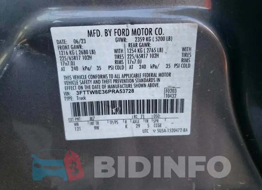 3FTTW8E36PRA53728 Photo# 13