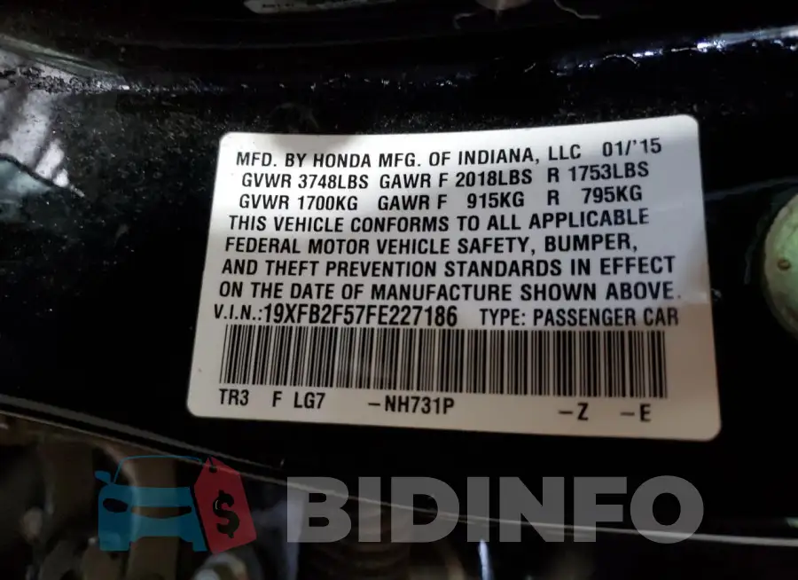 19XFB2F57FE227186 Photo# 12