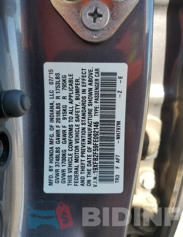19XFB2F59FE092146 Photo# 13