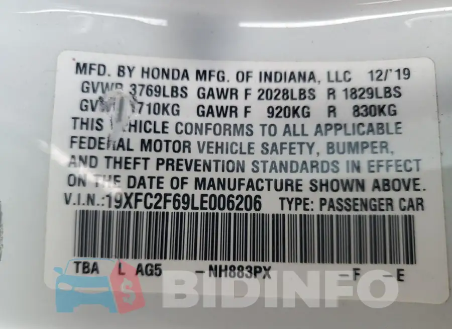 19XFC2F69LE006206 Photo# 13