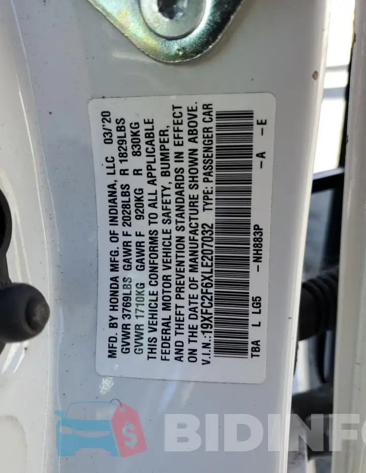 19XFC2F6XLE207032 Photo# 12