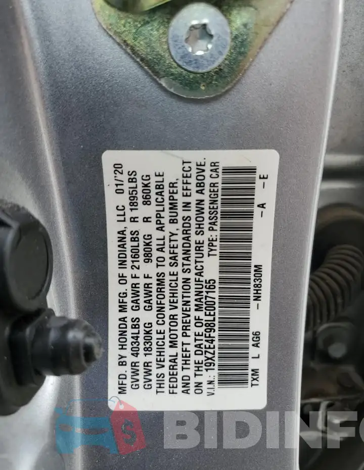 19XZE4F98LE007165 Photo# 12