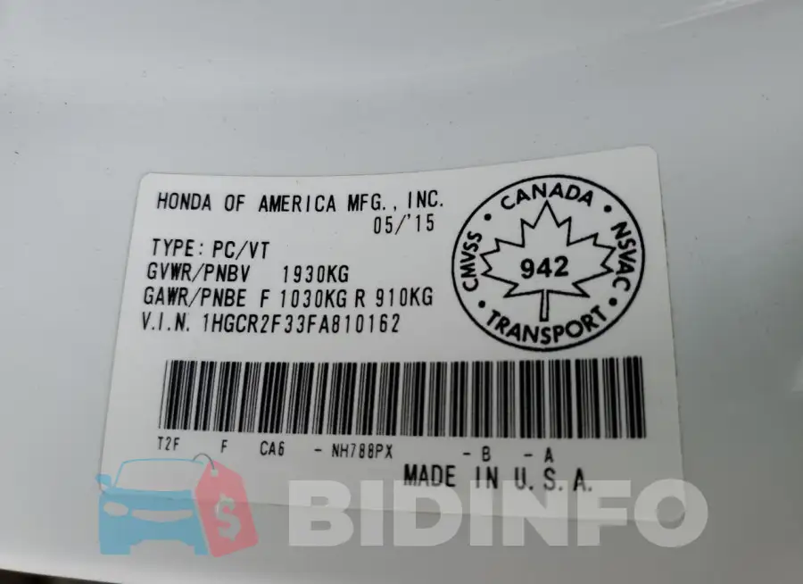 1HGCR2F33FA810162 Photo# 13