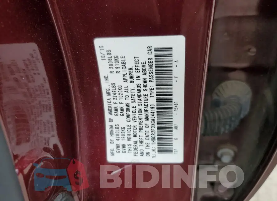 1HGCR2F3XGA044190 Photo# 12