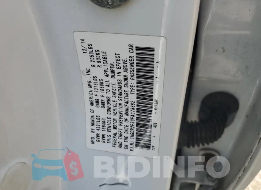 1HGCR2F50FA078882 Photo# 12