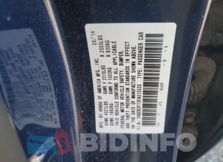 1HGCR2F73FA015535 Photo# 12