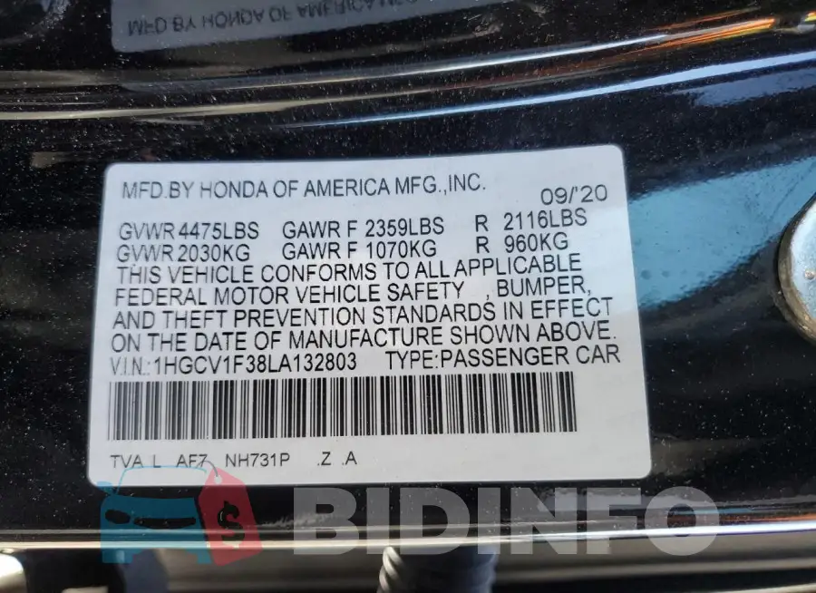 1HGCV1F38LA132803 Photo# 12