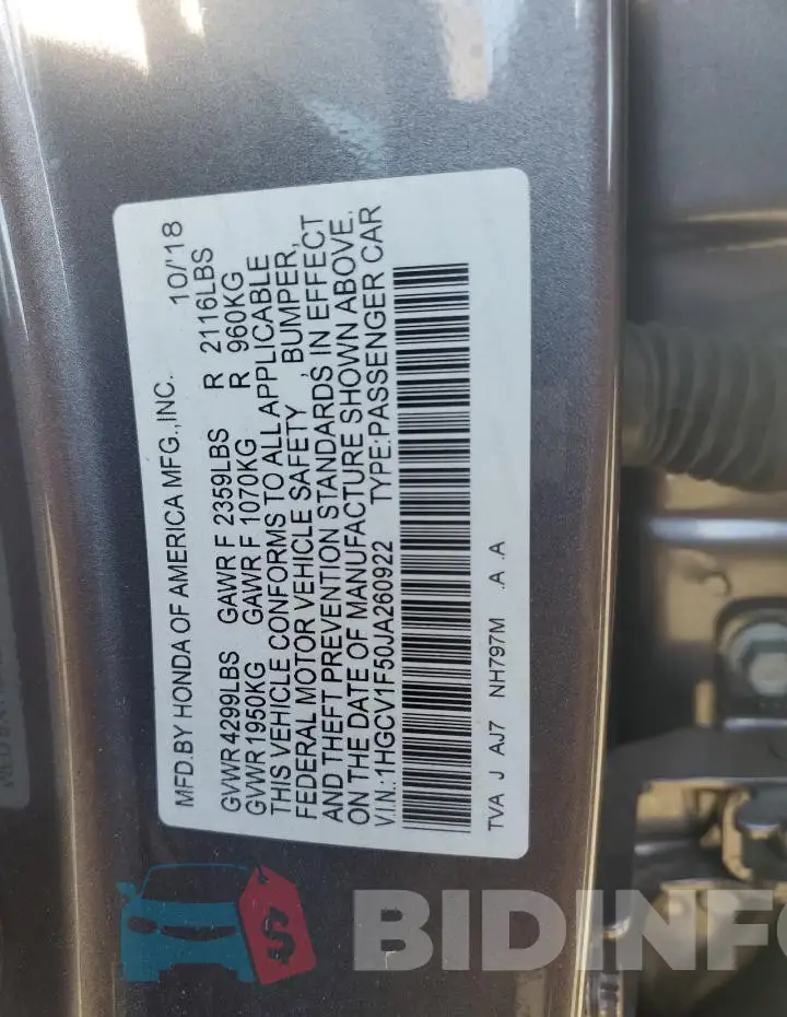 1HGCV1F50JA260922 Photo# 12