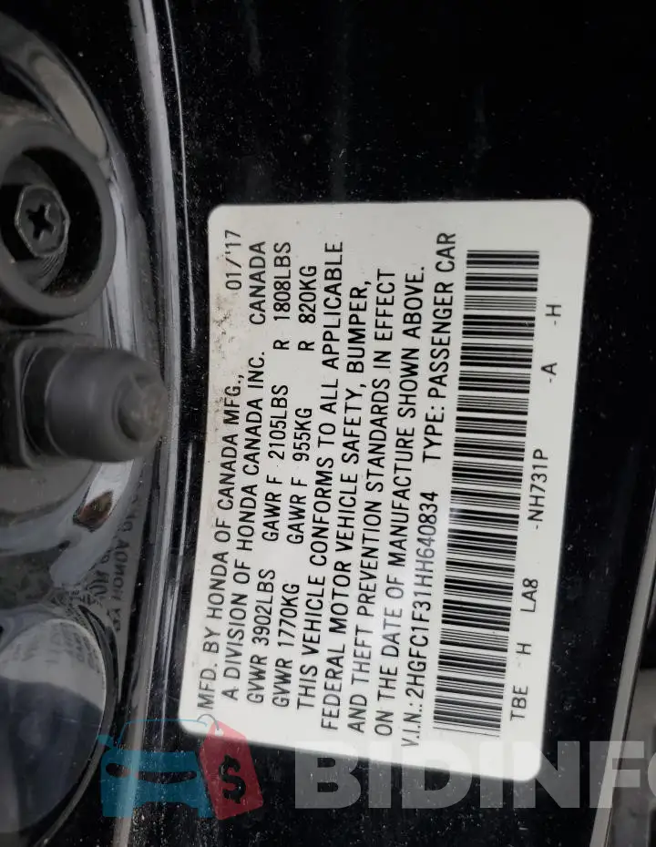 2HGFC1F31HH640834 Photo# 12