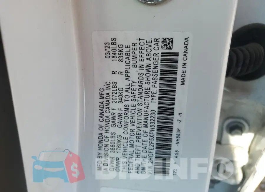 2HGFE2F5XPH532230 Photo# 12
