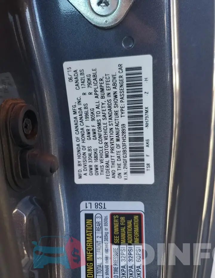 2HGFG3B53FH528959 Photo# 12