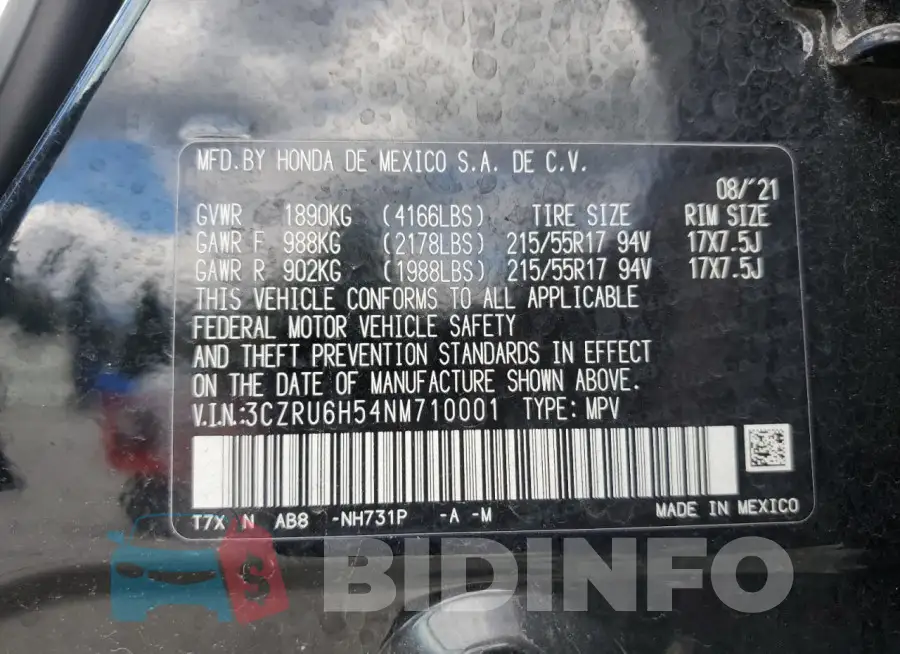 3CZRU6H54NM710001 Photo# 12