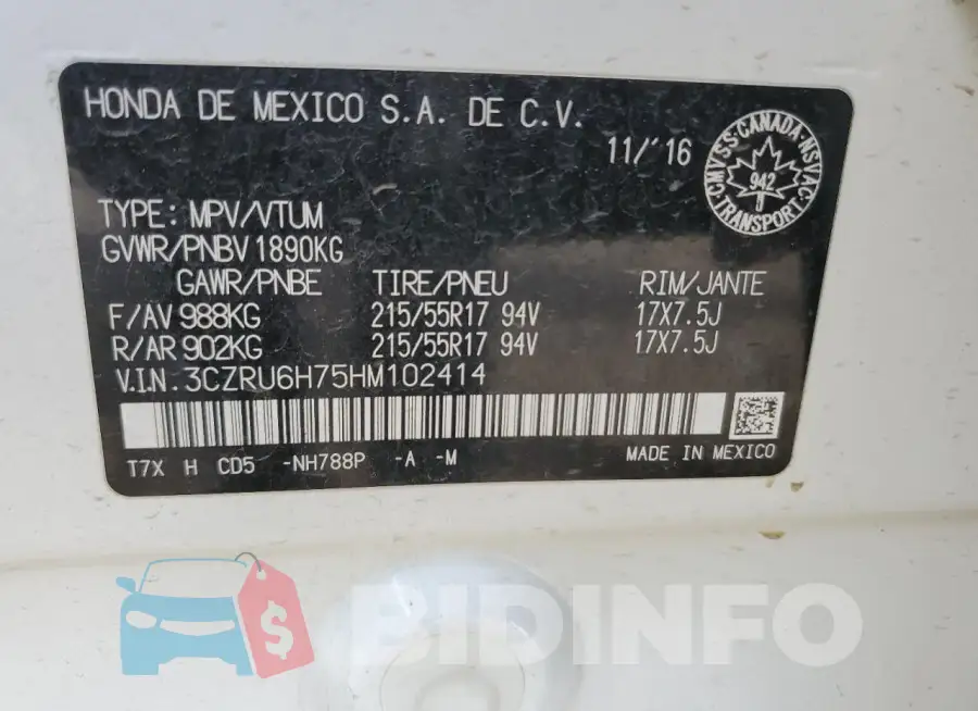 3CZRU6H75HM102414 Photo# 14