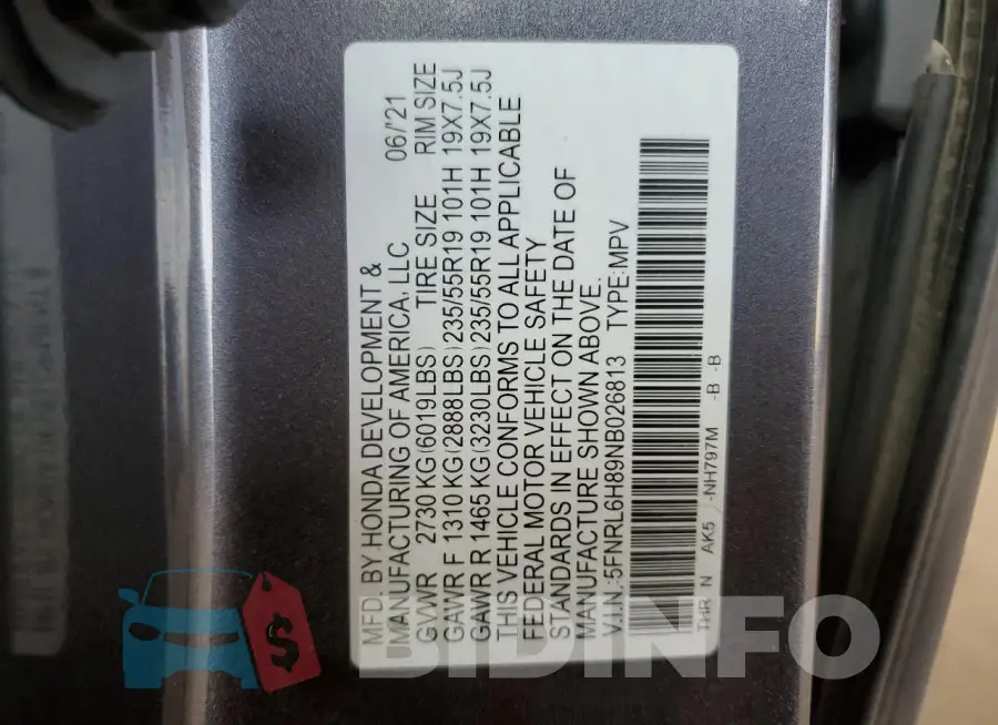 5FNRL6H89NB026813 Photo# 13