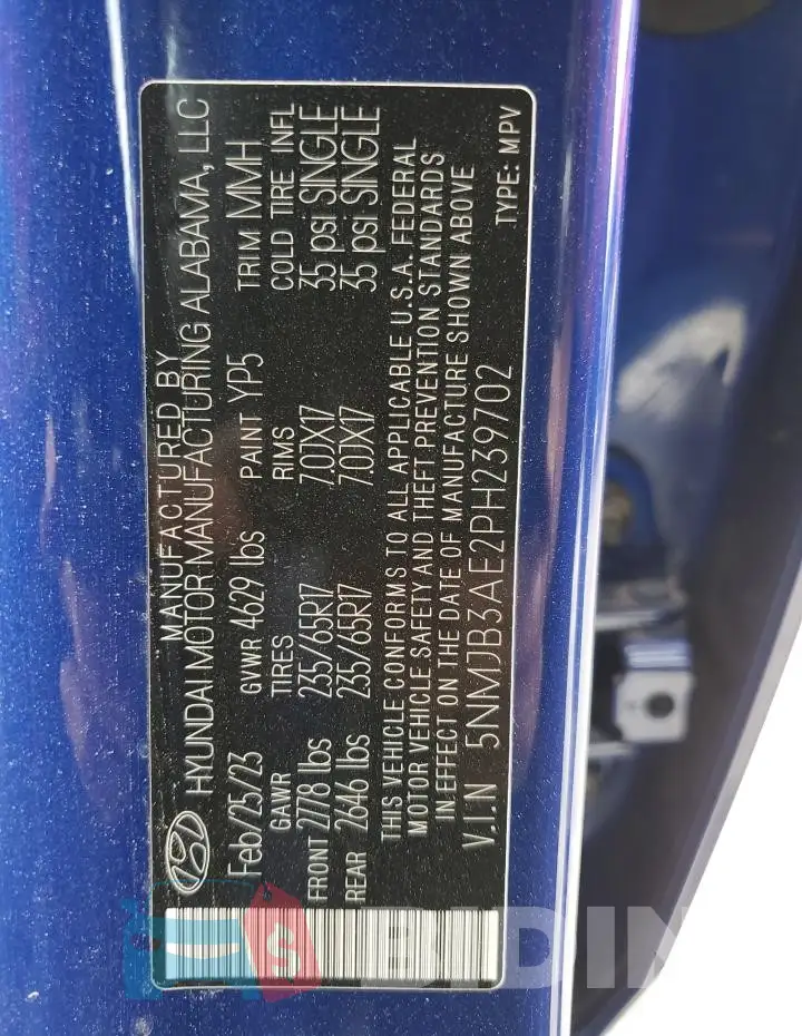 5NMJB3AE2PH239702 Photo# 13