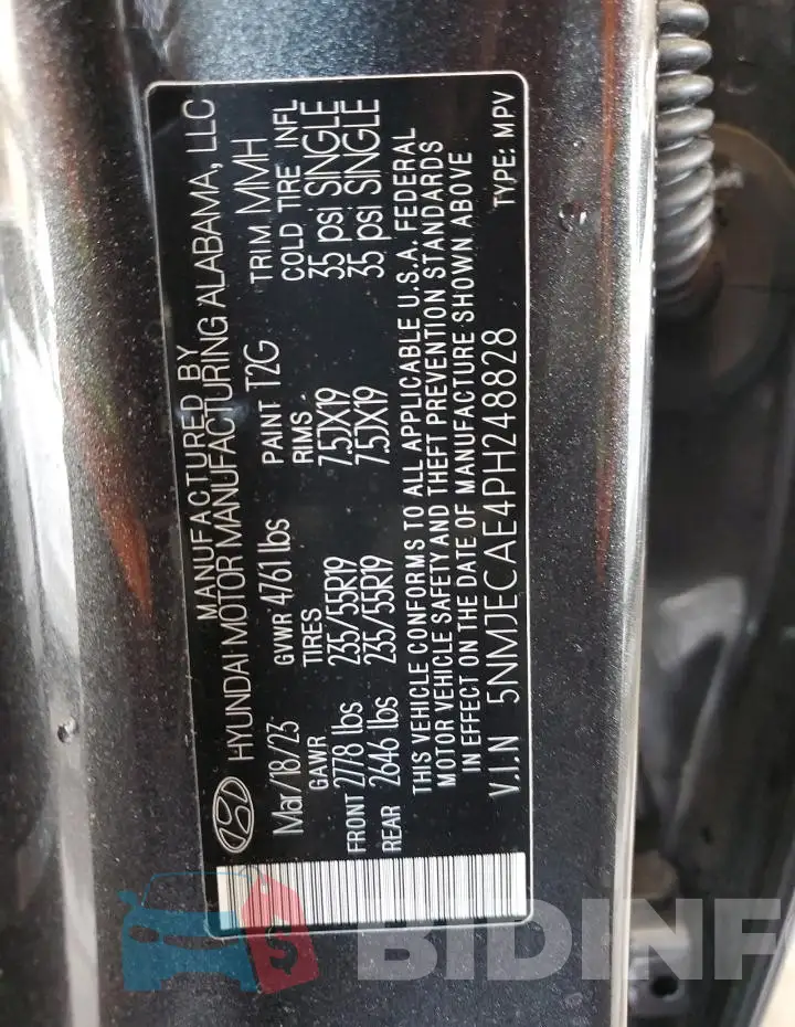 5NMJECAE4PH248828 Photo# 13