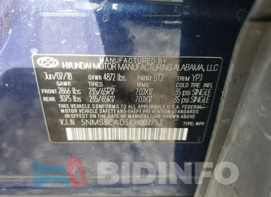 5NMS3CAD5KH002753 Photo# 13