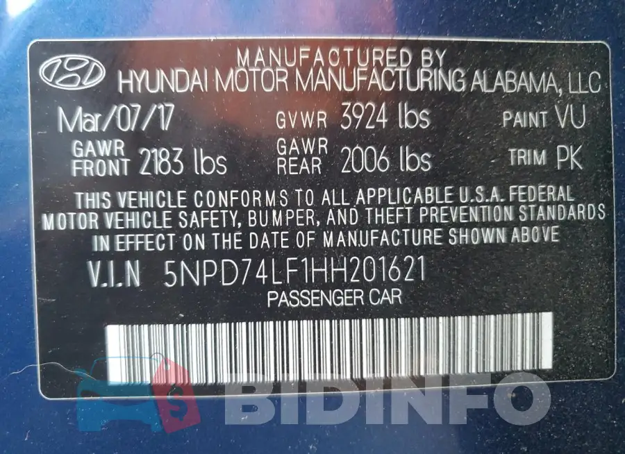 5NPD74LF1HH201621 Photo# 13