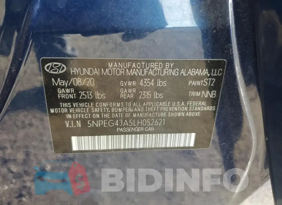 5NPEG4JA5LH052621 Photo# 13