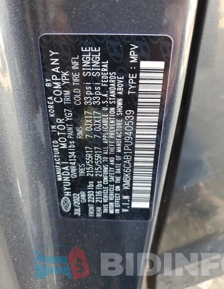 KM8K6CAB1PU940539 Photo# 12