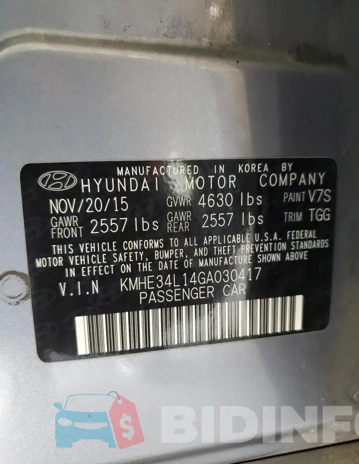 KMHE34L14GA030417 Photo# 13