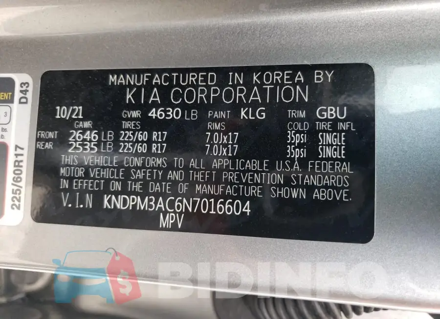 KNDPM3AC6N7016604 Photo# 14