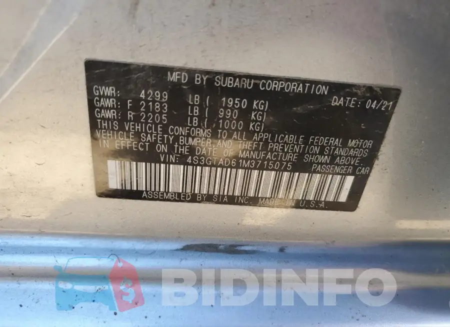 4S3GTAD61M3715075 Photo# 12