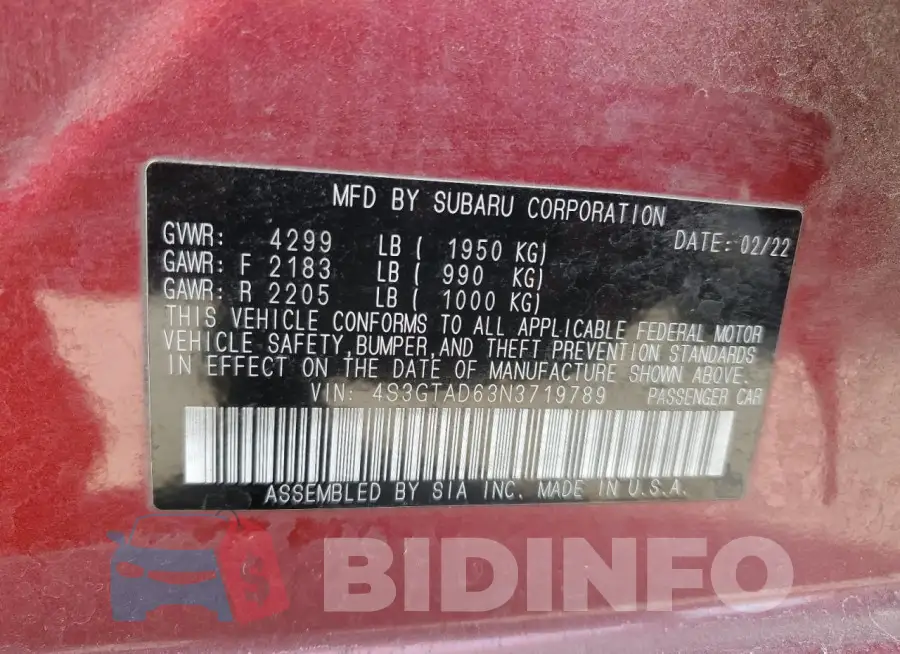 4S3GTAD63N3719789 Photo# 14