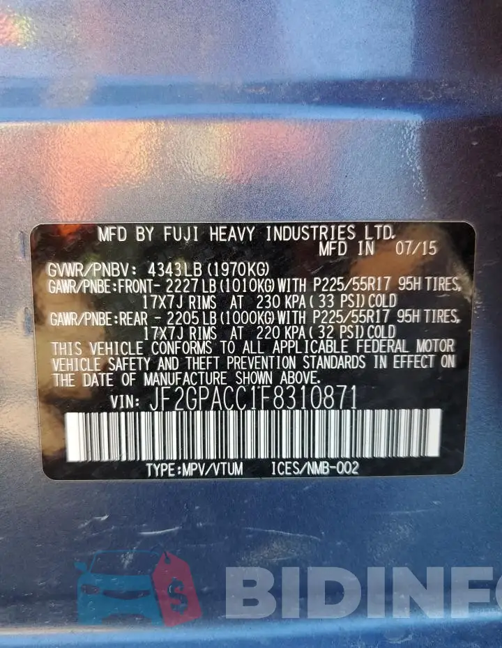 JF2GPACC1F8310871 Photo# 13