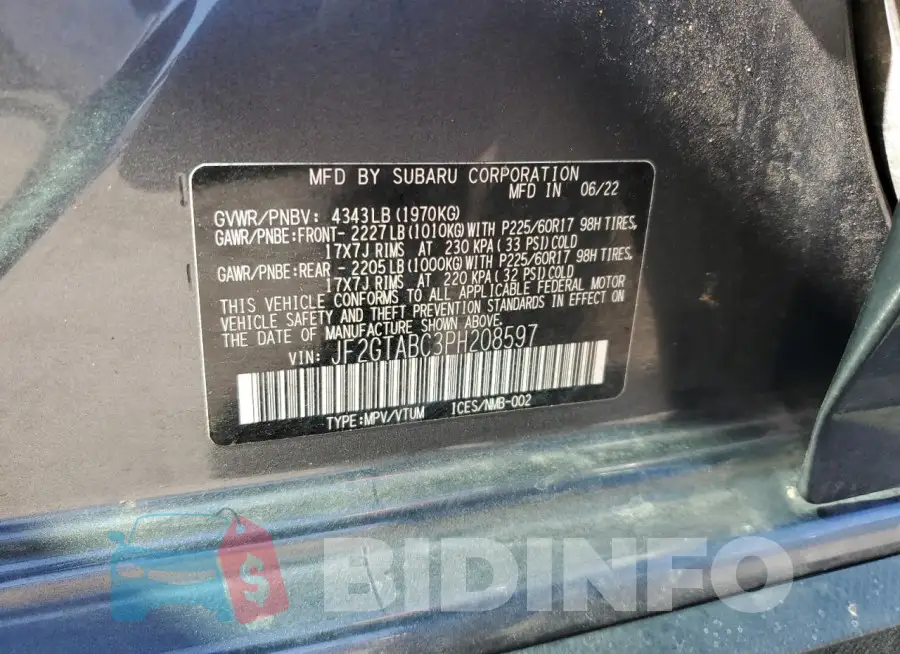 JF2GTABC3PH208597 Photo# 14