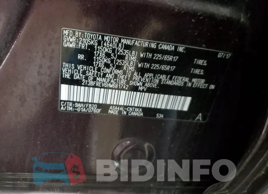 2T3BFREV6HW681742 Photo# 13