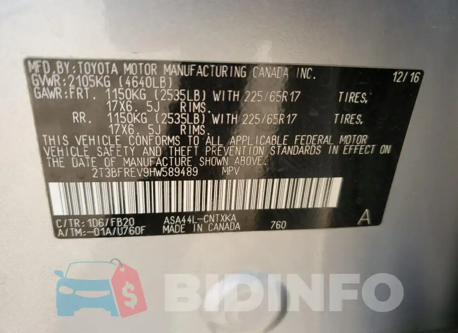 2T3BFREV9HW589489 Photo# 13