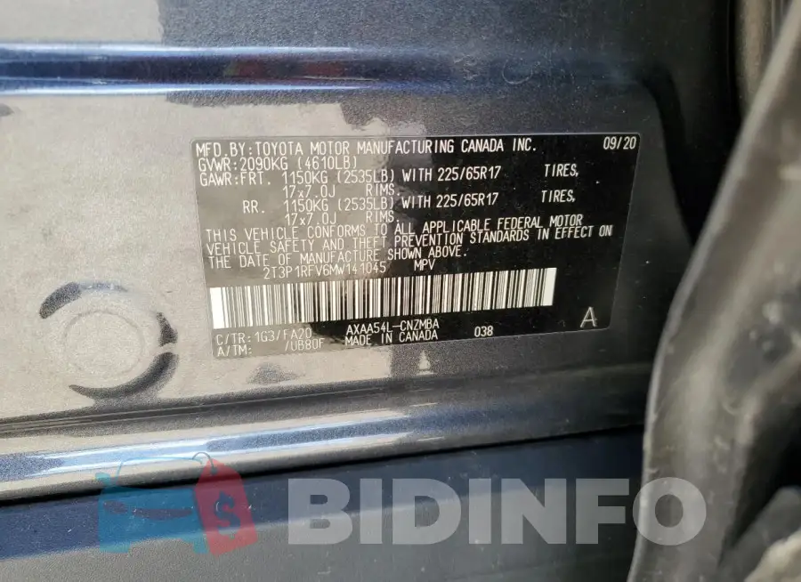 2T3P1RFV6MW141045 Photo# 13