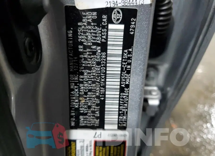 4T1BF1FK4FU013286 Photo# 13
