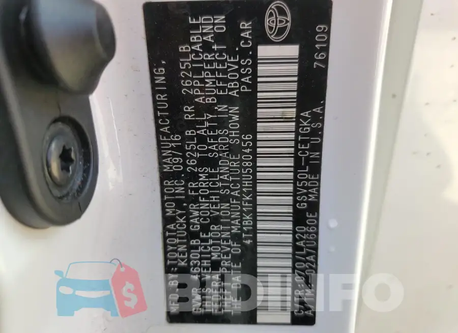 4T1BK1FK1HU580456 Photo# 12