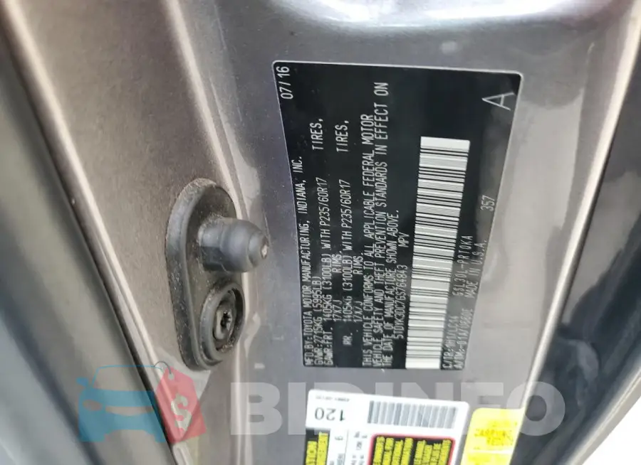 5TDYK3DC7GS764843 Photo# 14