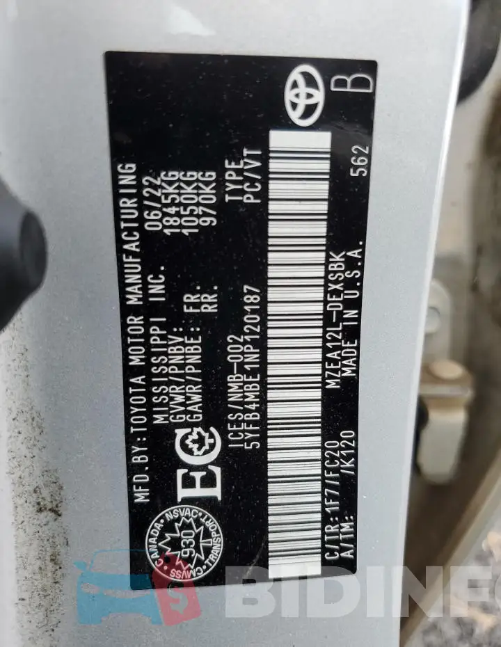 5YFB4MBE1NP120187 Photo# 13