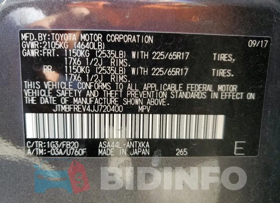 JTMBFREV4JJ720400 Photo# 13