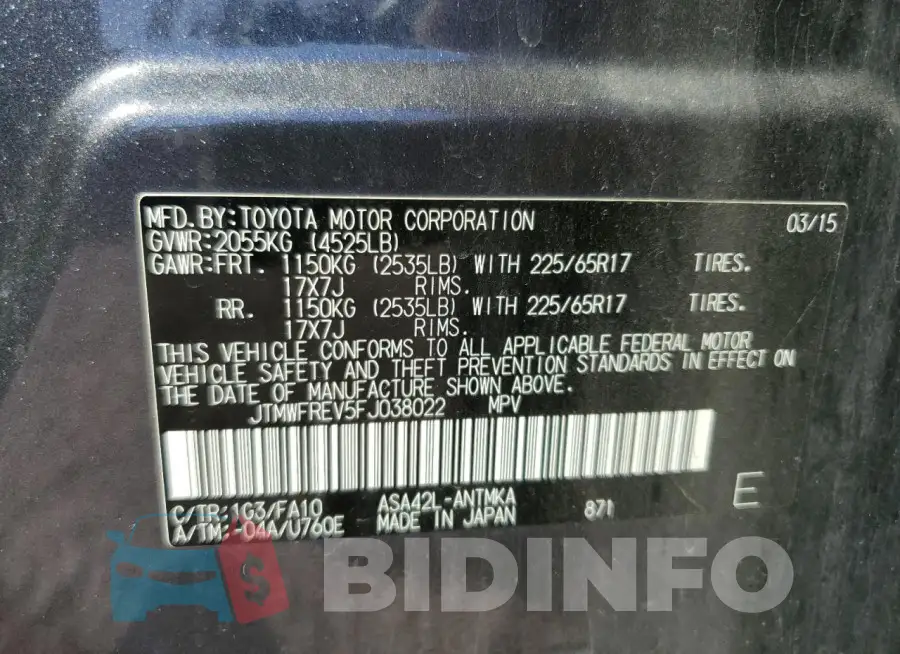 JTMWFREV5FJ038022 Photo# 13