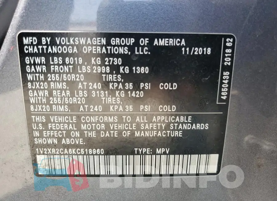 1V2XR2CA6KC518960 Photo# 12